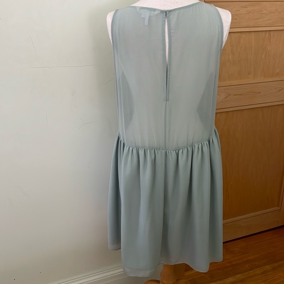 BCBG Generation Sleeveless Dusty Blue Chiffon Dress With Gem Beads, Size L - Picture 8 of 16
